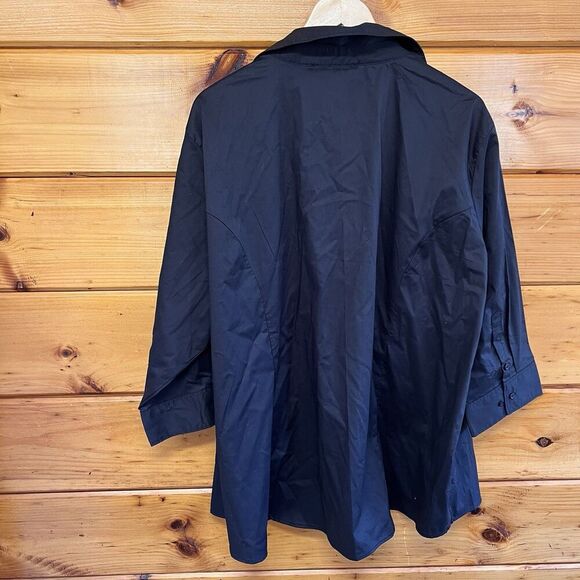 Riders by Lee Shirt Womens 4XL Black 3/4 Sleeve Hidden Button Placket - Picture 4 of 4